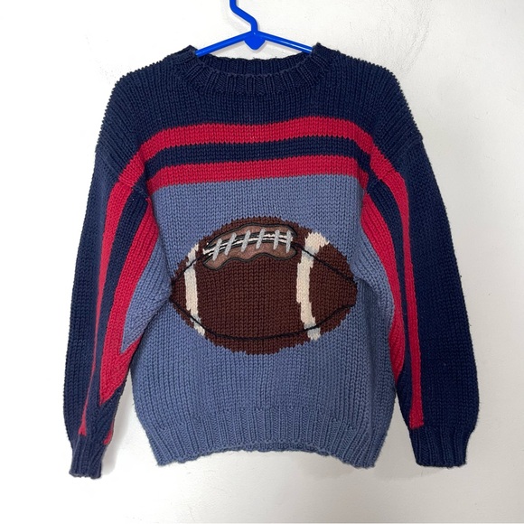 Neiman Marcus Boys Football Knit Sweater Blue Red Size Boys M 4/5 - Picture 5 of 10